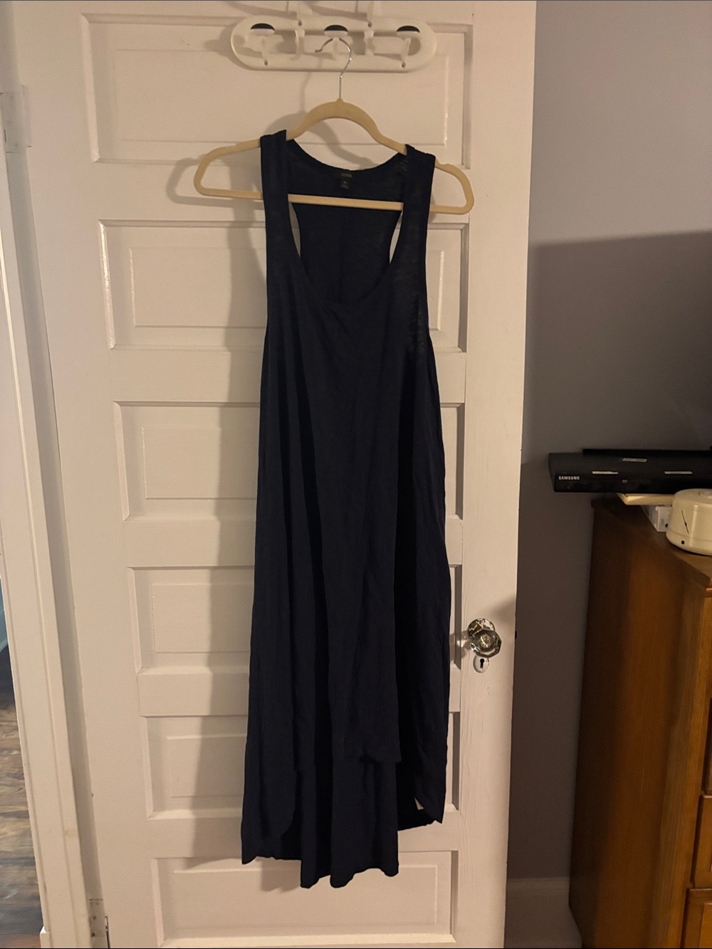 Sleeveless Navy A-Line Midi Dress